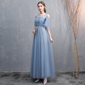 Pink Blue Off Shoulder Slim Fairy Bridesmaid Evening Dresses