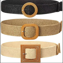Load image into Gallery viewer, New Design Cotton Linen Style PP Woven Round Square Buckle Embellishment Belts
