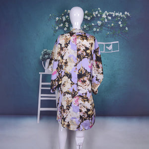 Long Printed Floral Dot Quarter Sleeve Loose Kimono Beachwear Cover Up