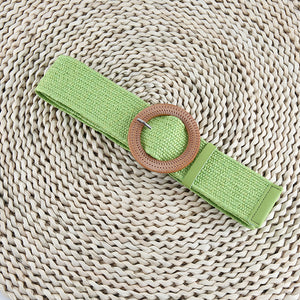 New Design Cotton Linen Style PP Woven Round Square Buckle Embellishment Belts
