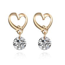 Load image into Gallery viewer, Crystal Sweetheart Pendant Asymmetrical Leaves Ear-hook Stud Earrings
