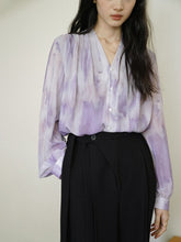 Load image into Gallery viewer, French Style Tie Dye V Neck Chiffon Blouse
