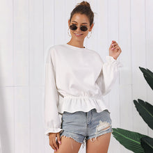 Load image into Gallery viewer, 3 colors long sleeve ruffled hem blouse
