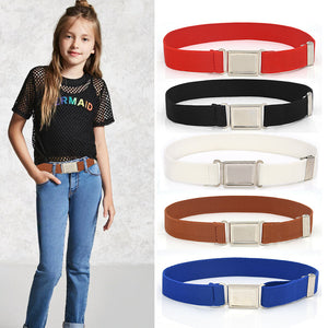 Multicolor Children Boys Girls Magnet Buckle Embellishment Elastic Belts