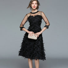 Load image into Gallery viewer, Elegant Solid Tassel Tulle Three Quarter Sleeve Cocktail Dress
