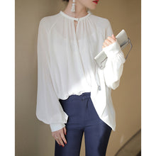 Load image into Gallery viewer, Elegant Chiffon Oversized Round Neck Blouse Shirt
