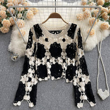 Load image into Gallery viewer, Oversized Crochet Long Sleeve Knit Top
