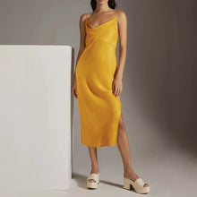 Load image into Gallery viewer, Spaghetti Cowl Bias Slip Midi Evening Dress
