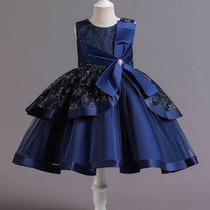 100-150cm Flower Girl Dress Sleeveless Puffy Embroidered Performance Dress