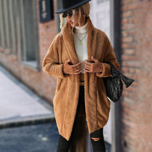 Load image into Gallery viewer, Women Autumn Winter Brown Faux Fur Shearling Double-faced Fuzzy Coat
