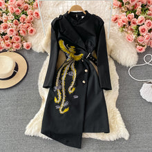 Load image into Gallery viewer, Autumn Vintage Chinese Style Phoenix Embroidered Midi Formal Event Dress

