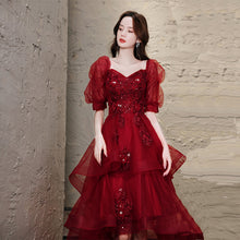 Load image into Gallery viewer, Maroon Fairy French Style Princess Evening Dress

