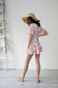 New Arrivals Summer Fashion Women Casual V-Neck Short Sleeves Loose Print Summer Mini Dress Boho