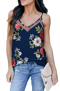 Summer New Design Woven Floral Multiple Color  Deep V neckTank Top