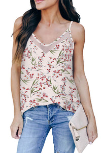 Summer New Design Woven Floral Multiple Color  Deep V neckTank Top