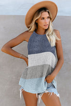 Load image into Gallery viewer, Women Contrast Stripe Vest Sleeveless Halter Round Neck Knitwear Top
