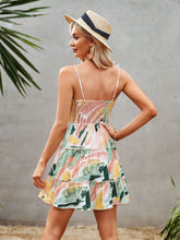 Load image into Gallery viewer, Fashion Printed Backless Spaghetti Frilled Mini Casual Dress
