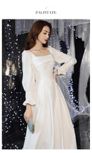 Load image into Gallery viewer, French Style Satin Long Sleeve Banquet Evening Dress
