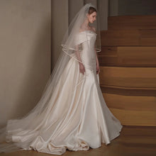 Load image into Gallery viewer, Off Shoulder Satin Mermaid Bridal Train Wedding Dress
