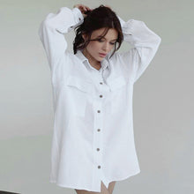 Load image into Gallery viewer, Midi White Shirt Oversized Casual Shirt
