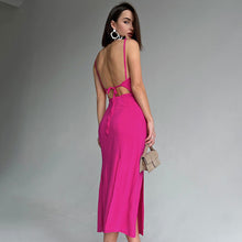 Load image into Gallery viewer, Spaghetti Backless V Neck Sexy Pink Slim Slip Casual Dress
