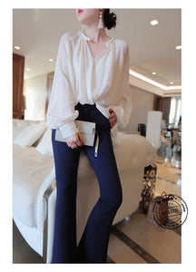 Elegant Chiffon Oversized Round Neck Blouse Shirt