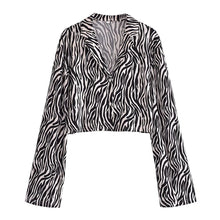 Charger l&#39;image dans la galerie, Zebra Animal Skin Print Short Knit Top Strips Tie Pencil Skirt Two Piece Set
