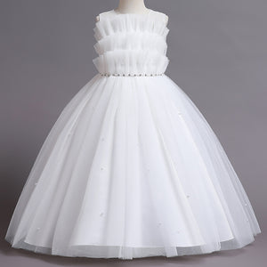 110-160cm Girls Tulle Puffy Princess Pleated Tiered Dress