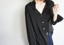 Load image into Gallery viewer, Black Matt Long Sleeve Elegant OL Chic Blouse Shirt
