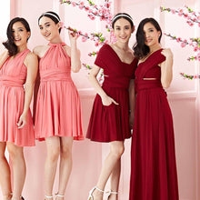 Load image into Gallery viewer, Amazon Hot Sale Bridesmaid Evening Dress Multiway Wearing Method Tied Bandage Flare Plus Size Mini Dress
