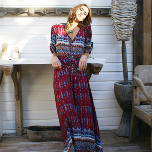 Women Hot Sale Bohemian Print Dress Beachwear Dress