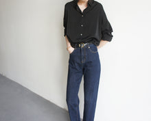 Load image into Gallery viewer, Black Matt Long Sleeve Elegant OL Chic Blouse Shirt

