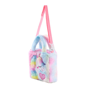 Kids Girls Cute Unicorn Cartoon Embroidery Plush Sling Bag