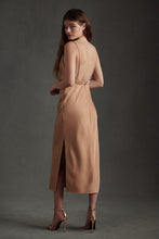 Load image into Gallery viewer, Spaghetti One Shoulder Cowl Neck Backless Slit Midi Evening Dress
