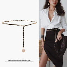 Load image into Gallery viewer, Elegant Sweetheart Pendant Metal Chain Woven PU Slim Thin Belts
