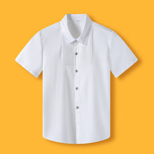 Load image into Gallery viewer, Little Boys Girls White Cotton Short Sleeve Junior Primary School Uniform Shirt
