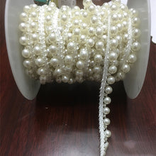 Load image into Gallery viewer, 1.6cm Single Edge Pearl Trim White Beaded Tulle Lace Tape
