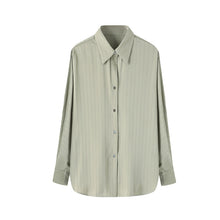 Load image into Gallery viewer, Women Satin Oversized Stripe Shirts
