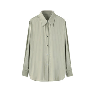 Women Satin Oversized Stripe Shirts