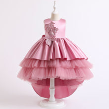 Load image into Gallery viewer, 90-140cm Junior Girls Princess Dress Train Embroidered Tiered Performance Dress
