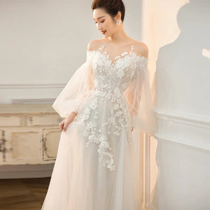 French Style Elegant Fairy Light Bridal Wedding Dress