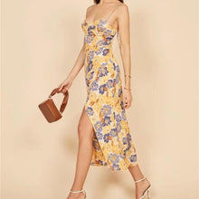 Load image into Gallery viewer, Printed Floral Spaghetti Side Slit Asymmetrical Midi Casual Dress
