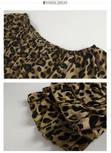 Load image into Gallery viewer, Off Shoulder Half Sleeve Leopard Mini Dress
