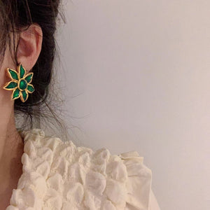 Elegant Equisite Mediaeval Vintage Colorful Enamel Flower Earrings