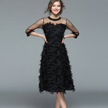 Load image into Gallery viewer, Elegant Solid Tassel Tulle Three Quarter Sleeve Cocktail Dress

