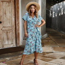 Load image into Gallery viewer, Europe America High Quality Amazon Hot Sale 2020 Elegant Floral Long Wrap Dress
