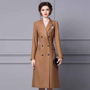 2022 New Design Autumn Winter Slim Wool Midi Blazer Formal Dress