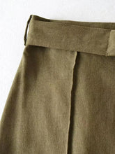 Load image into Gallery viewer, 2022 Autumn New Design Cotton Linen Slit Belted Pencil Skirt
