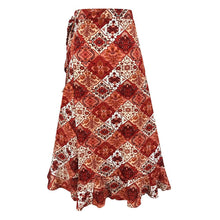 Load image into Gallery viewer, Ruffle Asymmetrical Wrap and Tie Printed Midi Skirt
