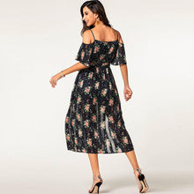 Load image into Gallery viewer, New arrival floral printing spaghetti strap split sexy boho beach holiday casual lady wear summer women long dress with belt
